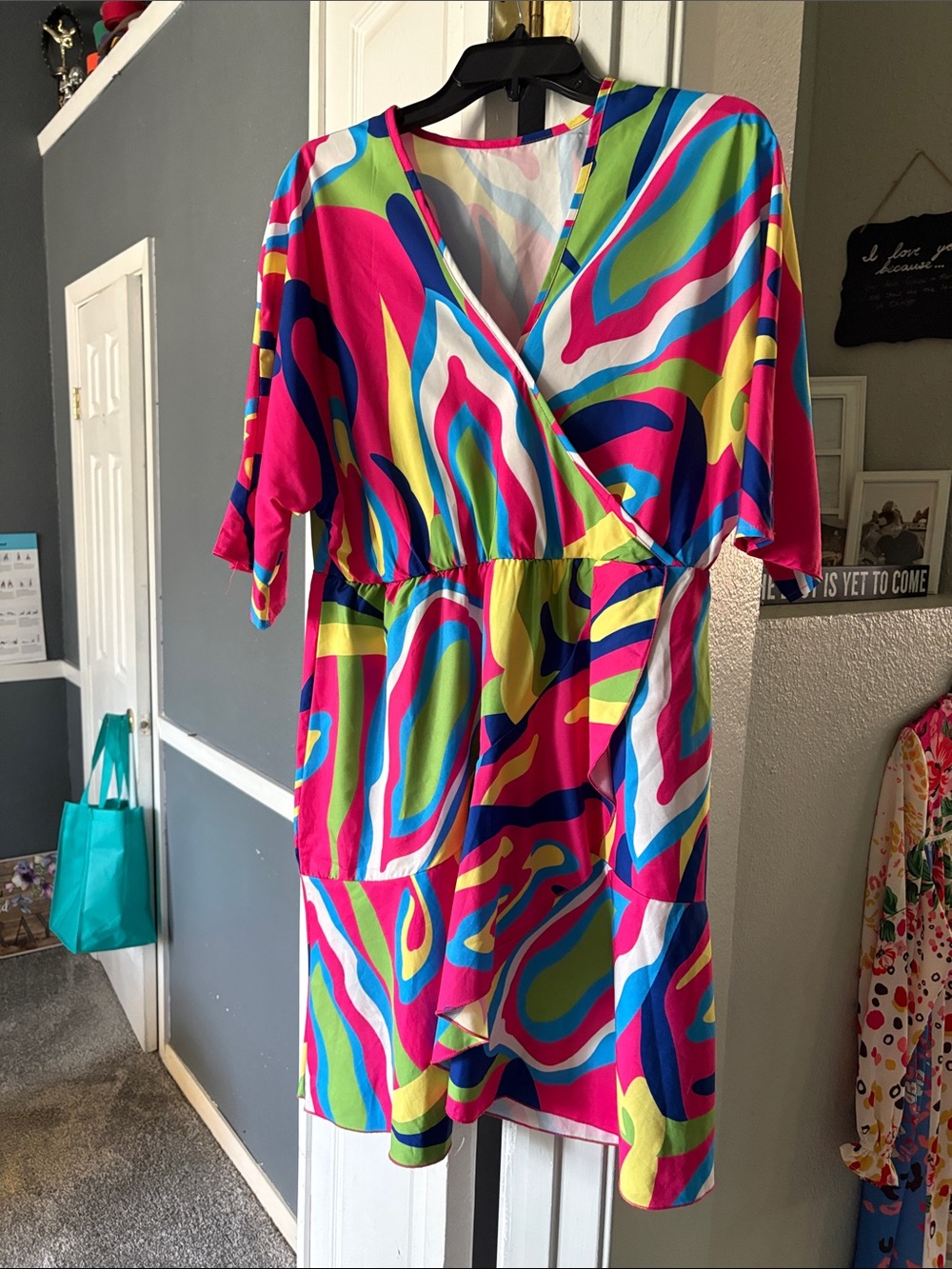 Vibrant Multicolor Wrap Dress